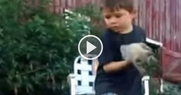 Little Boy Deals With a Serious Cat ‘Situation’!